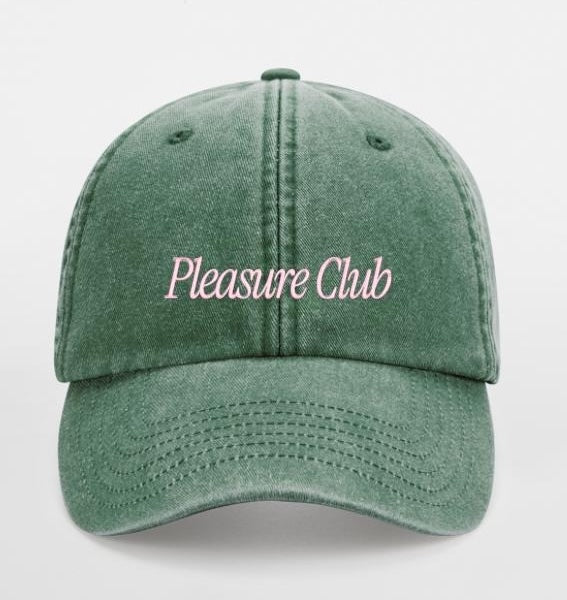 Green Pleasure Club hat white background